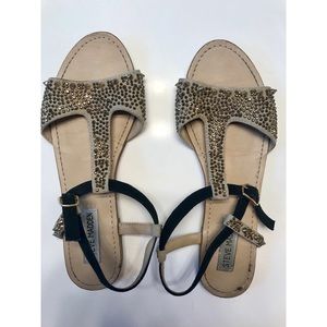 Steve Madden Gold/Black Sandals w/ Metal Spikes!